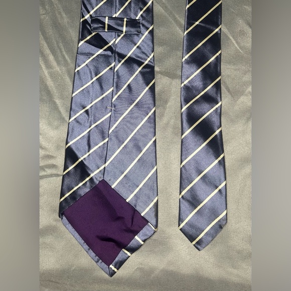 Men’s Ralph Lauren Purple Label White Striped Silk Italy Designer Tie - Picture 4 of 6